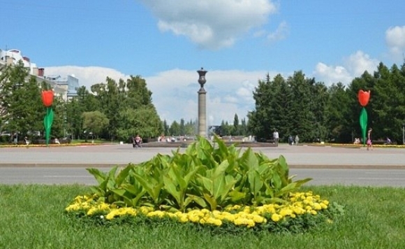 Семиметровые тюльпаны появились на площади Советов в Барнауле