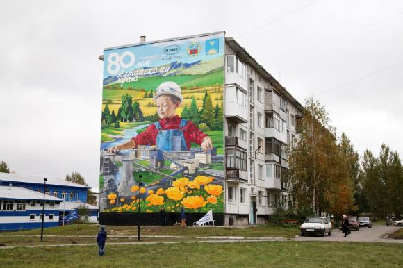Огромный и яркий арт-объект появился на жилом доме в Заринске
