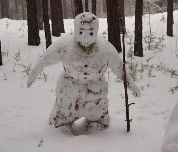 Кадр из жизни: снежный человек в барнаульском лесу (фото)