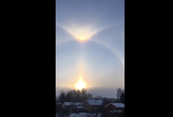 Четыре солнца и радугу наблюдали в Алтайском крае в Рождество (видео)
