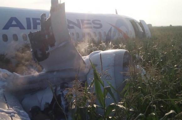 В Подмосковье самолет аварийно сел на брюхо в кукурузном поле