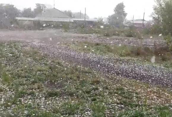 В Горняке пошел снег (видео)
